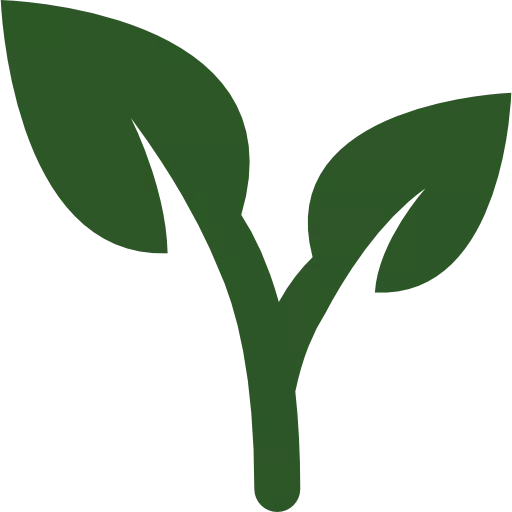 Styleerd groen plantje met twee bladeren symbool voor natuurlijke groei en duurzaamheid